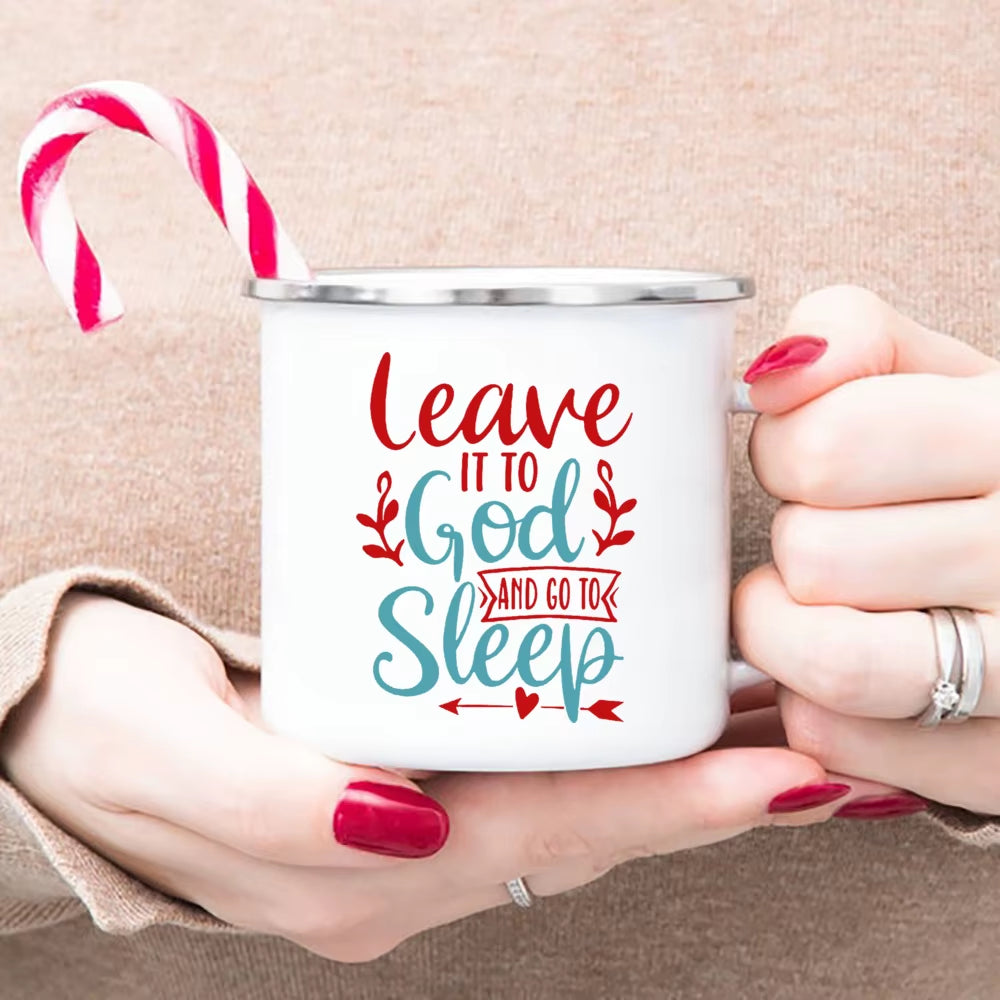 Christian Faith Enamel Coffee Tea Mugs Religious Quotes Trendy Christian Gift for Believer Camping Mug Religious Faith Gifts