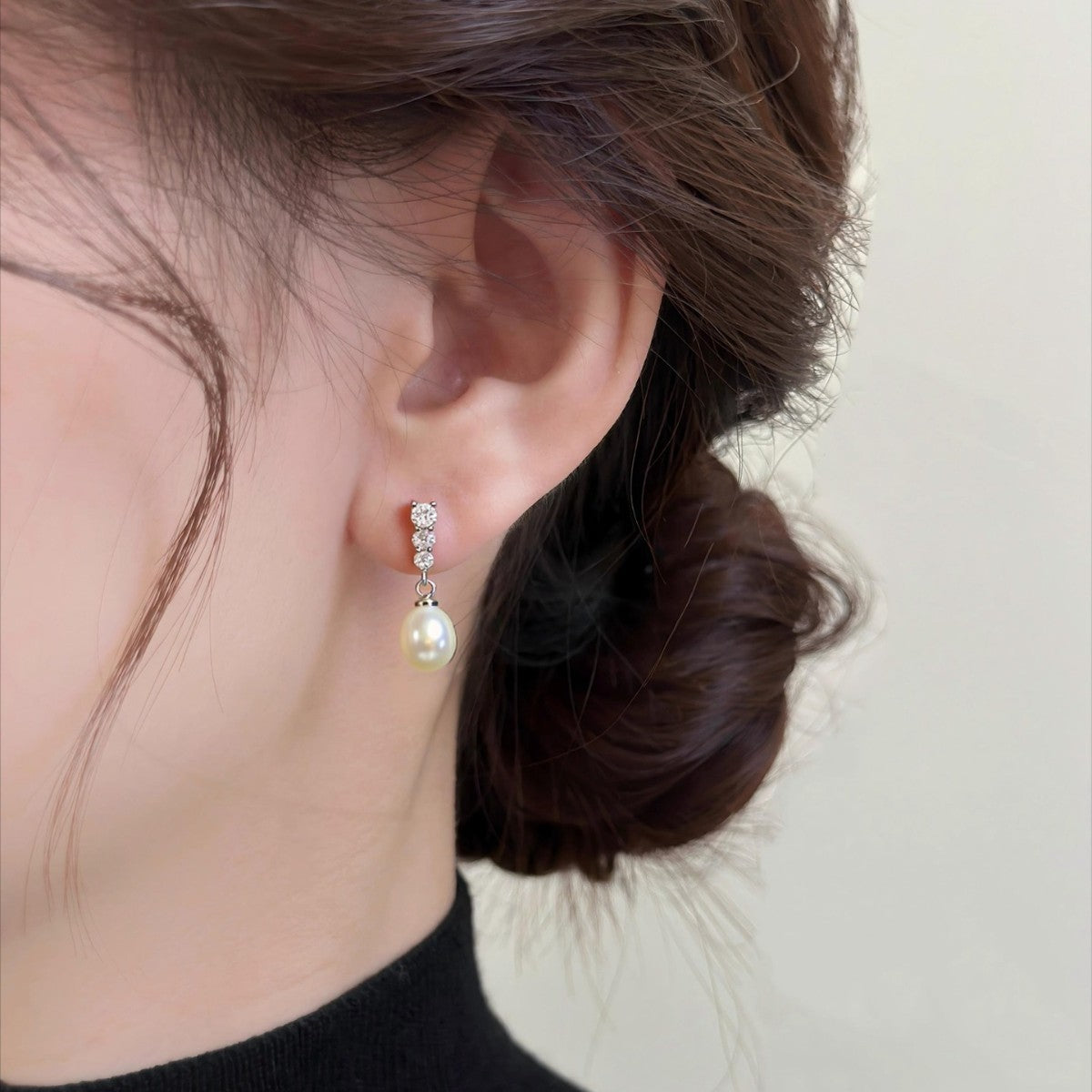 Drop-shaped Natural Freshwater Pearl Eardrops Stud Earrings Set Pearl Jewelry