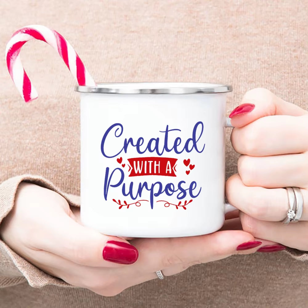 Christian Faith Enamel Coffee Tea Mugs Religious Quotes Trendy Christian Gift for Believer Camping Mug Religious Faith Gifts