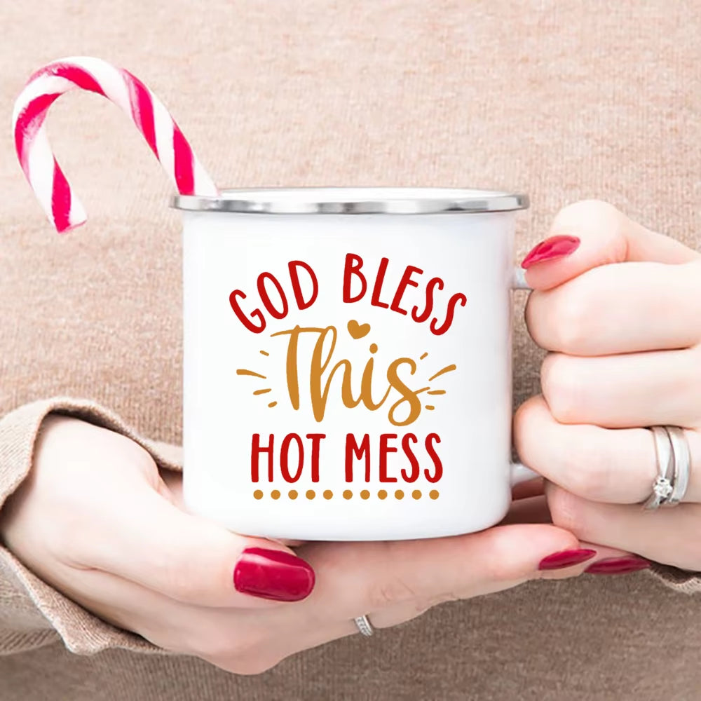 Christian Faith Enamel Coffee Tea Mugs Religious Quotes Trendy Christian Gift for Believer Camping Mug Religious Faith Gifts