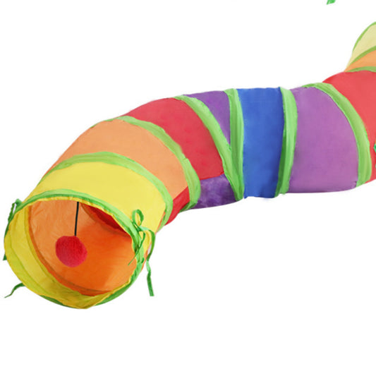 Rainbow S-shaped Cat Tunnel Self-hey Educational Cat Toy Collapsible Cat Tunnel